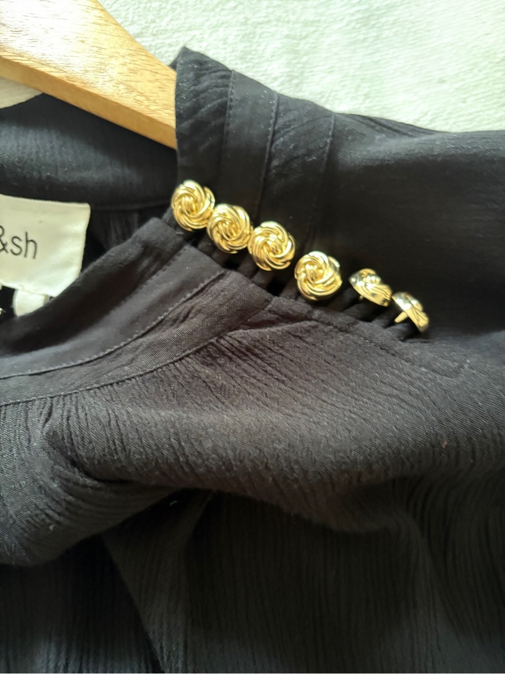 ba&sh Mock Neck with Gold Buttons - Picture 3 of 12